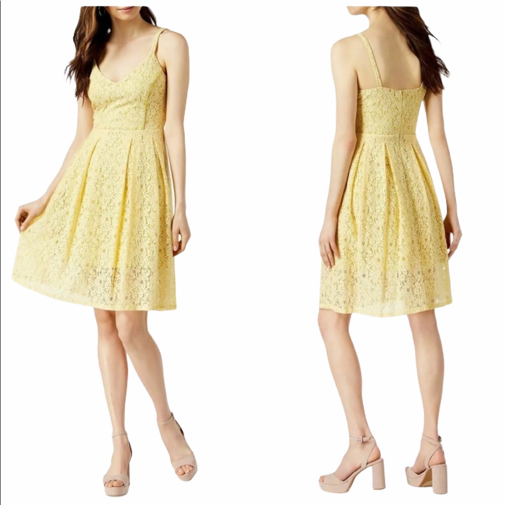 Guess V-Neck Lace Fit & Flare Dress - Picture 6 of 6